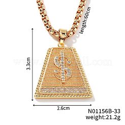 Messing voll klar Zirkonia Dollarzeichen Trapez Anhänger Box Kette Halsketten&nbsp;IF1636-2