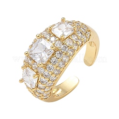 Offene Manschettenringe aus Messing mit Mikropavé und Zirkonia für Damen&nbsp;RJEW-L343-13G-03