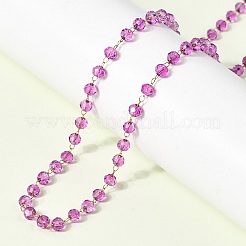 Colliers pour femmes en acier inoxydable 304 avec perles rondelles en verre facettées&nbsp;NJEW-G195-01G-08