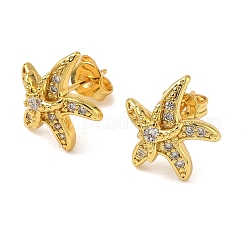 Boucles d'oreilles en laiton zircon cubique micro pavé clair&nbsp;EJEW-A145-03D-G