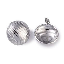 Orecchini a bottone semicircolari in acciaio inossidabile 304 con texture anti-ossidazione per donna&nbsp;EJEW-L283-048P