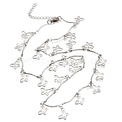 304 Edelstahl strukturierte Gliederkette mit Schmetterlingsanhänger und Quaste&nbsp;NJEW-R023-03P