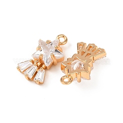 Pendenti in zirconi cubici trasparenti in micro pavè di ottone&nbsp;KK-T082-06G