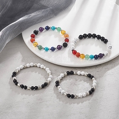 4 Stück 4-teiliges Stretch-Armbandset mit natürlichen und synthetischen gemischten Edelsteinen&nbsp;BJEW-JB09347
