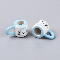 Mug décoré à la main en porcelaine avec un lapin&nbsp;PORC-T133-59