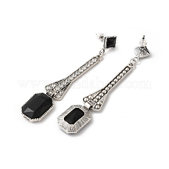 Boucles d'oreilles pendantes rectangle strass&nbsp;EJEW-D054-01AS-02