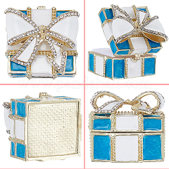 Quadratische Schleife Legierung Emaille mit Kristall Strass Schmuck magnetische Aufbewahrungsboxen&nbsp;CON-SP0001-32B