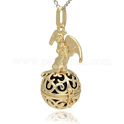 Pendentifs à cage ronde creuse en laiton doré&nbsp;KK-J242-04G