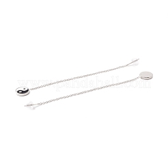 Lunga catena con orecchini pendenti yin yang smaltati&nbsp;EJEW-A067-04P