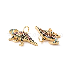 Ciondoli di zirconi colorati con micro pavé di dinosauro in ottone&nbsp;KK-G435-37G
