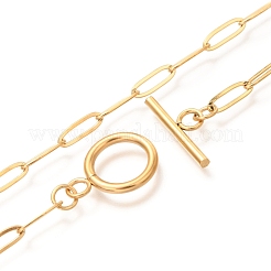 Unisex-Halsketten aus 304er Edelstahl mit PVD-Vakuumbeschichtung und Büroklammerkette&nbsp;NJEW-H215-04G