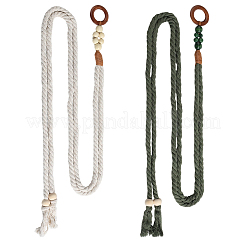 2 stücke 2 farben handgemachte weben baumwolle krawatte knoten taille kette gürtel für frauen damen kleid&nbsp;AJEW-CP0010-56A