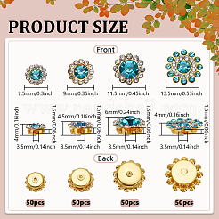 200 Stück 4 Stile Blumen-Legierung Glas Strass zum Aufnähen&nbsp;FIND-FG0004-45