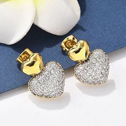 Messing Micro Pave klare Zirkonia Ohrstecker&nbsp;EJEW-F359-03G-01