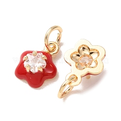 Micro pavé di zirconi chiari in ottone con charms smaltati&nbsp;CU-K002-53G-M