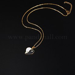 Halsketten mit Yin-Yang-Anhänger aus 304er Edelstahl mit Emaille für Damen&nbsp;LS-VV9279-2