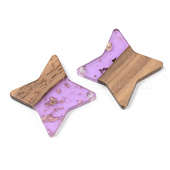 Pendentifs en résine transparente et bois de noyer&nbsp;RESI-S389-011A-B01