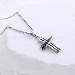 Colliers pendentifs croix en acier inoxydable 304 pour couples&nbsp;IT2417
