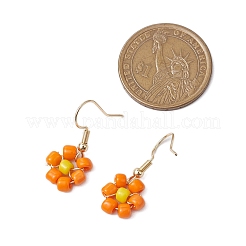 Pendientes colgantes de flores con semillas de vidrio&nbsp;EJEW-JE06152