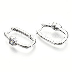 Orecchino a cerchio huggie in ottone con micro pavé di zirconi chiari&nbsp;EJEW-T046-16P-NF