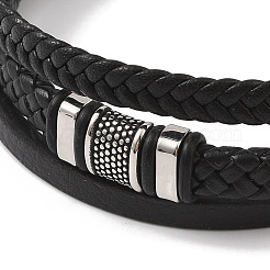 Geflochtene Mikrofaser-Leder-Mehrstrang-Armbänder&nbsp;BJEW-B096-03B
