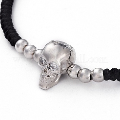 Bracciali intrecciati con filo di nylon regolabile in ottone teschio&nbsp;BJEW-JB04984-03