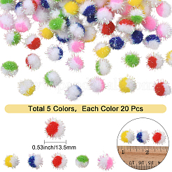 100 Stück 5 Farben Polyester-Pomponball&nbsp;DIY-SC0031-42
