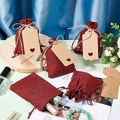 10 x Sackleinen-Verpackungsbeutel mit Kordelzug.&nbsp;ABAG-NB0001-40A
