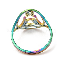 Bague ajustable creuse en acier inoxydable 304 avec placage ionique (IP) pour femme&nbsp;RJEW-M149-16RC