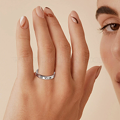 6 Stück 6 Stil 201 Edelstahl hohlen römischen Ziffern Fingerring mit Strass&nbsp;RJEW-AN0001-21