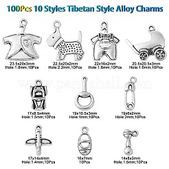 100 pz 10 stili di ciondoli in lega di stile tibetano&nbsp;TIBEP-CJ0002-65