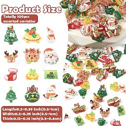 100 Stück Cabochons aus undurchsichtigem Harz mit Weihnachtsmotiv&nbsp;CRES-YW0002-56