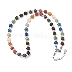 Colliers de perles rondes en pierre de lave naturelle chakra&nbsp;GG-CBA922D-05B