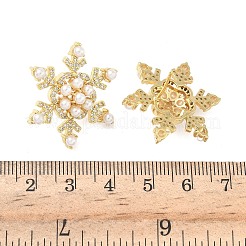 Schneeflocken-Ohrstecker aus Messing mit Mikropavé und Zirkonia&nbsp;EJEW-G452-03G