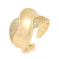 Offene Manschettenringe aus Messing mit Mikropavé und klaren kubischen Zirkonia für Damen&nbsp;LS-RJEW-M026-02G-04