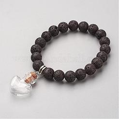 Lava Rock Bead Charm Armbänder&nbsp;BJEW-JB02602