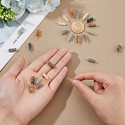 40 Stück 5 Stile natürliche gemischte Edelstein-Kupferdraht-Verbinder-Charms&nbsp;PALLOY-FH00008