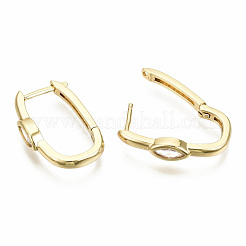 Boucle d'oreille huggie huggie en laiton micro pave clair&nbsp;EJEW-T046-14G-NF