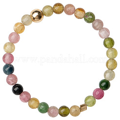 Bagues à perles rondes en tourmaline arc-en-ciel naturelle&nbsp;WGDC3AE-02