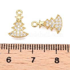 Breloques en laiton micro pavées et zircones cubiques transparentes sur le thème de Noël&nbsp;KK-T073-13G