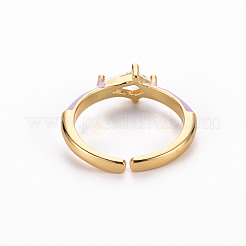 Anelli per polsini in ottone smaltato&nbsp;RJEW-T016-28C-NF