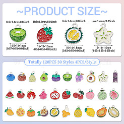 120 Stück 30 Stile Obstlegierung Emaille Charms&nbsp;ENAM-TA0003-42