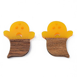 Colgantes de madera de nogal y resina con tema de halloween&nbsp;RESI-N025-026-B02