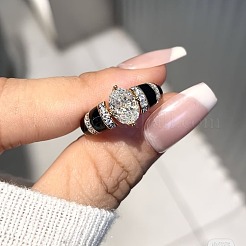 Anillos de puño de circonita cúbica micro pavé de latón para mujer&nbsp;RJEW-F185-01G