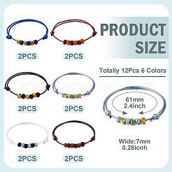 12 stücke 6 farben polyester schnur geflochtene armbänder frauen&nbsp;BJEW-TA0001-23