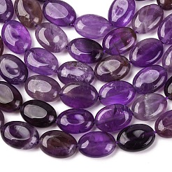 Natürlichen Amethyst flach oval Perlenstränge&nbsp;G-M206-20