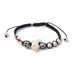 Set di braccialetti con perline intrecciate di delfino turchese sintetico di 2 colori e diaspro dalmata naturale&nbsp;BJEW-JB09839