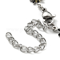 Bracciali a catena con maglie a forma di fiore in acciaio inossidabile 304 con smalto&nbsp;BJEW-E088-02P