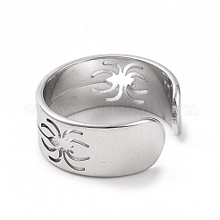 Anello polsino aperto a forma di ragno cavo in acciaio inossidabile 304 anti-ossidazione per donna&nbsp;RJEW-C053-03P