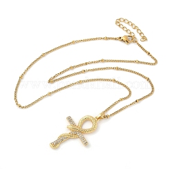 Colliers pendentifs en acier inoxydable 304 micro pavés de zircones cubiques transparentes pour femmes&nbsp;LS-NJEW-U047-01C-G